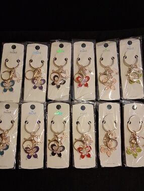 Mint- BLACK Butterfly Keychain Charm Assorted Colors